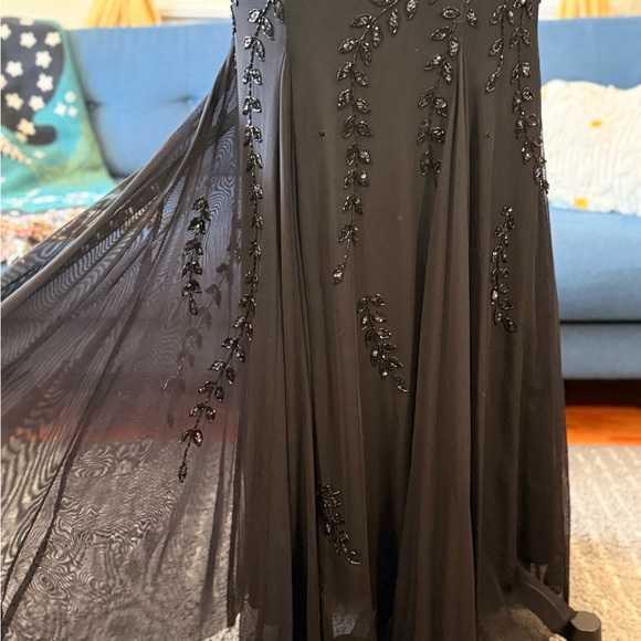 Cache Black Beaded See-Through Evening Dress - Picture 7 of 12
